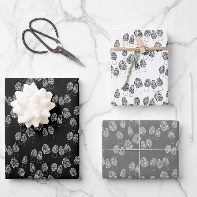 Fun Fungi Morel Mushroom Pattern Gift  Wrapping Paper Sheets (Front)