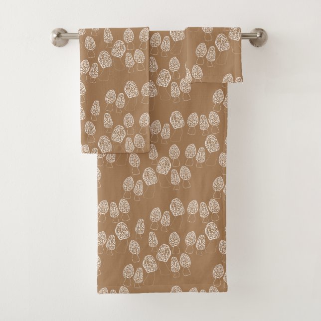 Fun Fungi Morel Mushrooms Pattern Bath Towel Set (Insitu)
