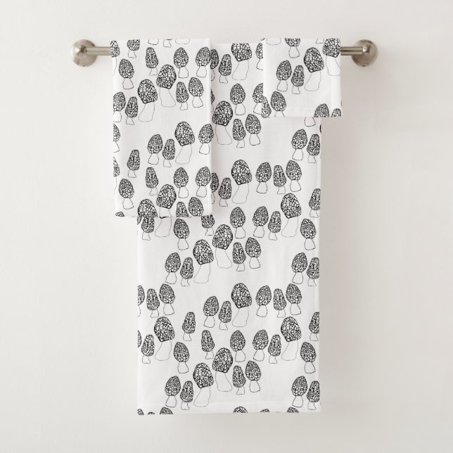 Fun Fungi Morel Mushrooms Pattern Bath Towel Set (Insitu)