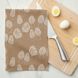 Fun Fungi Morel Mushrooms Pattern Kitchen Towel