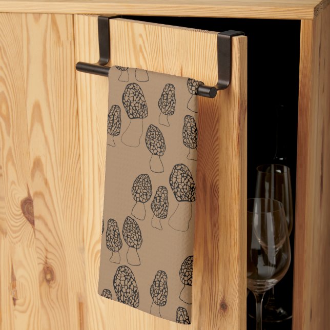 Fun Fungi Morel Mushrooms Pattern Kitchen Towel (Thirds Fold)