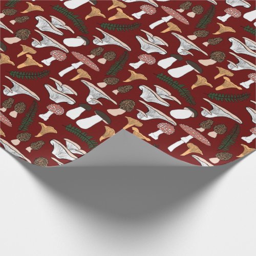 Fun Fungi Mushroom Fern Pattern Gift Wrapping Paper