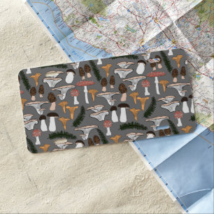 Fun Fungi Mushroom Fern Pattern License Plate