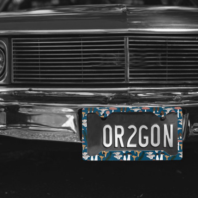 Fun Fungi Mushroom Fern Pattern License Plate Frame (Fun Fungi Mushroom Fern Pattern License Plate Frame Blue
)
