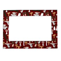 Fun Fungi Mushroom Fern Pattern  Magnetic Frame