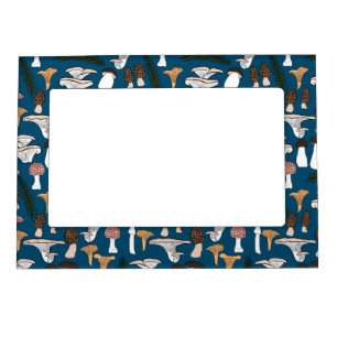 Fun Fungi Mushroom Fern Pattern  Magnetic Frame