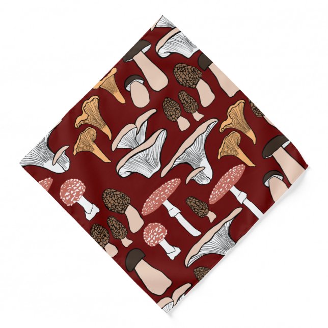 Fun Fungi Mushroom Pattern Bandana (Front)