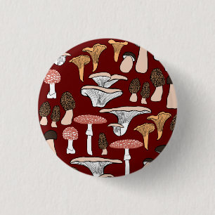 Fun Fungi Mushroom Pattern  Button