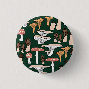 Fun Fungi Mushroom Pattern   Button