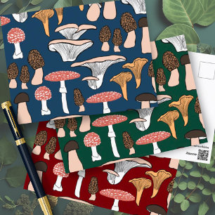 Fun Fungi Mushroom Pattern  Postcard