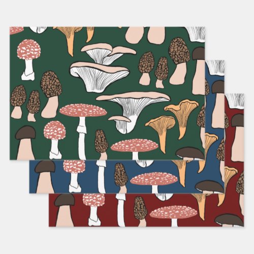 Fun Fungi Mushroom Pattern  Wrapping Paper Sheets