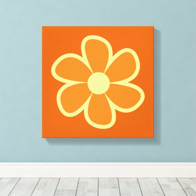 Fun Funky 60s 70s Retro Flower Canvas Print (Insitu(Wood Floor))