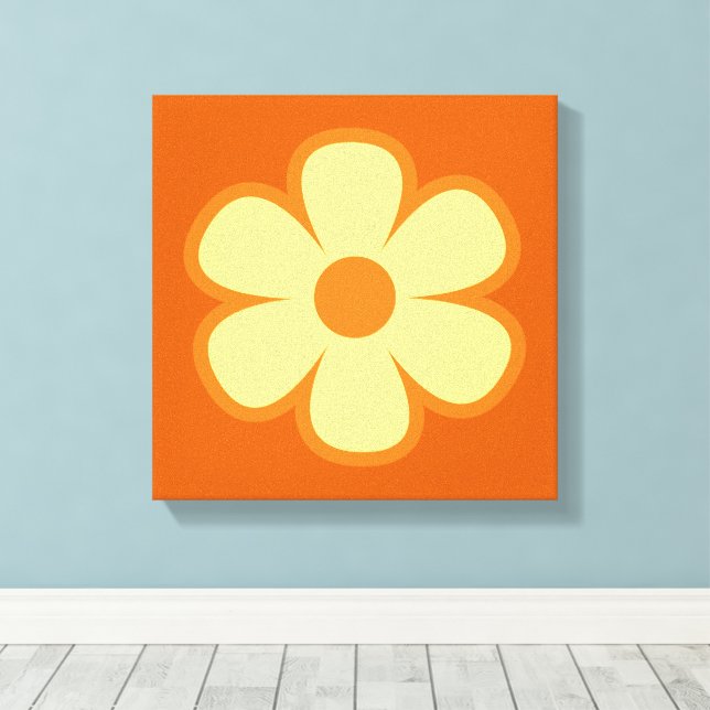 Fun Funky 60s 70s Retro Flower Canvas Print (Insitu(Wood Floor))