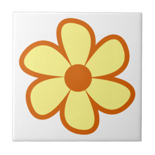 Fun Funky 60s 70s Retro Flower Ceramic Tile