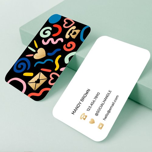 Fun  Funky Abstract Pattern Icon Black Business Card