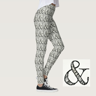 Fun Funky Black Ampersand Symbol Chic Gray Leggings