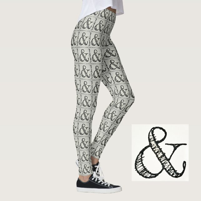 Fun Funky Black Ampersand Symbol Chic Gray Leggings (Creator Uploaded)