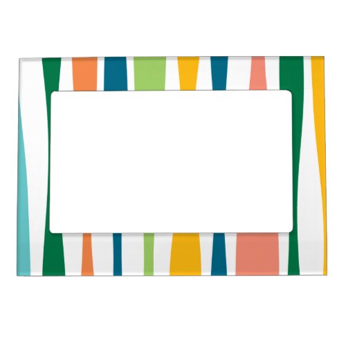 Fun Funky Bold Colorful Stripes Magnetic Frame