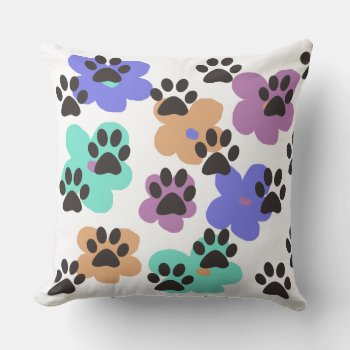 Fun Funky Colorful Cool Paw Print Throw Pillow by CricketDiane at Zazzle