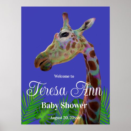 Fun funky colorful Giraffe Baby Shower  Foam Board Poster