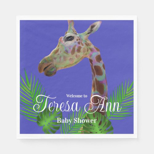 Fun funky colorful Giraffe Baby Shower   Paper Pla Napkins