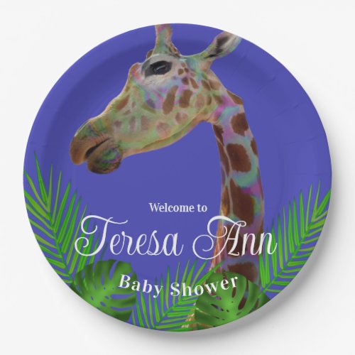 Fun funky colorful Giraffe Baby Shower   Paper Plates