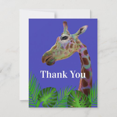 Fun funky colorful Giraffe Baby Shower thank You  Invitation
