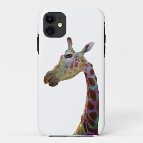 Fun funky colorful Giraffe safari animals iPhone 11 Case
