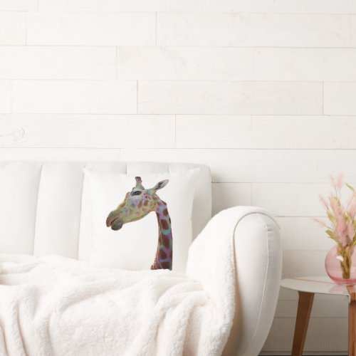 Fun funky colorful Giraffe  Throw Pillow