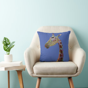 Fun funky colorful Giraffe Throw Pillow