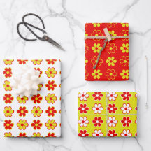 Fun Funky Flowers, Cute Colorful Retro Pattern