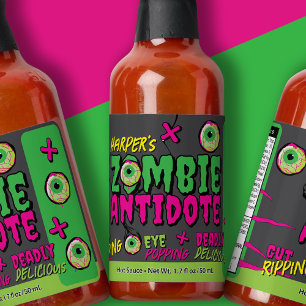 Fun Funky Funny Personalized Zombie Antidote! Hot Sauces
