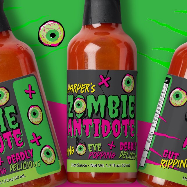 Fun Funky Funny Personalized Zombie Antidote!  Hot Sauces (Creator Uploaded)
