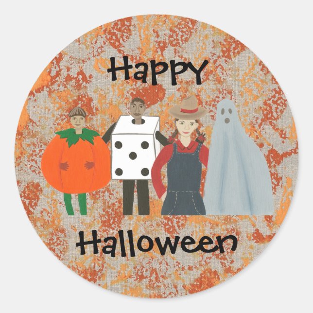 Fun & Funky Happy Halloween Costume Stickers (Front)