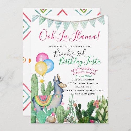 Fun  Funky Llama Party Invitation