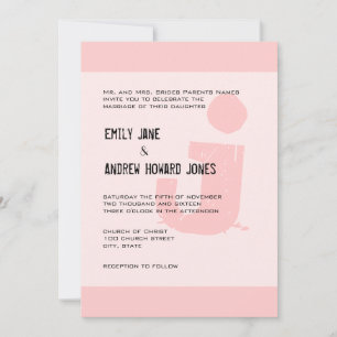 Fun & Funky Mongram Elegant Pink Silver Metallic Invitation
