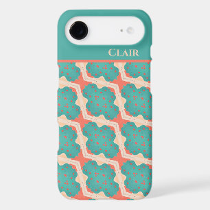 Fun & Funky Organic Graphic Pattern Teal Orange iPhone 17 Air Case