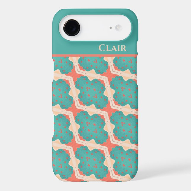 Fun & Funky Organic Graphic Pattern Teal Orange Iphone Case (Back)