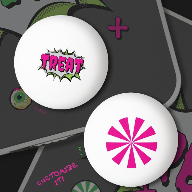 Fun Funky Peppermint Candy ‘Treat’ Customizable  Ping Pong Ball (Creator Uploaded)