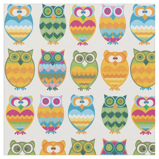 Fun, Funky Retro Owls Fabric
