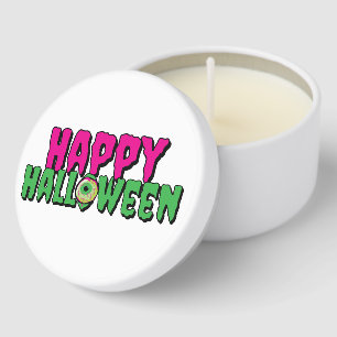 Fun Funky Scary Cute ‘Happy Halloween’ Pop Art Mini Candle Favors