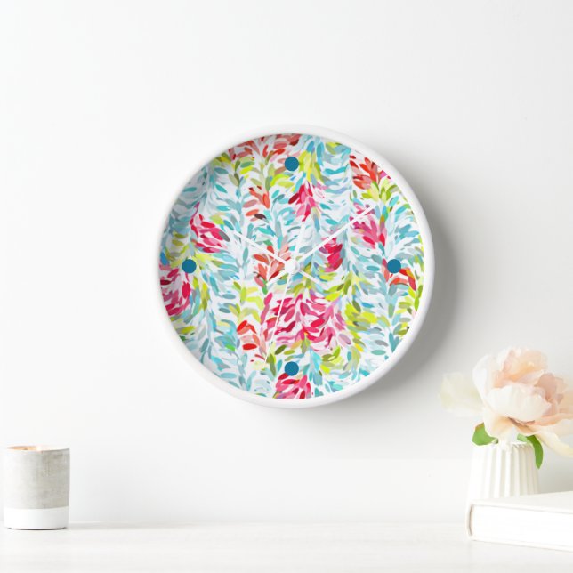 Fun Funky Summer Colors Paint Splatter Art Clock (Home)