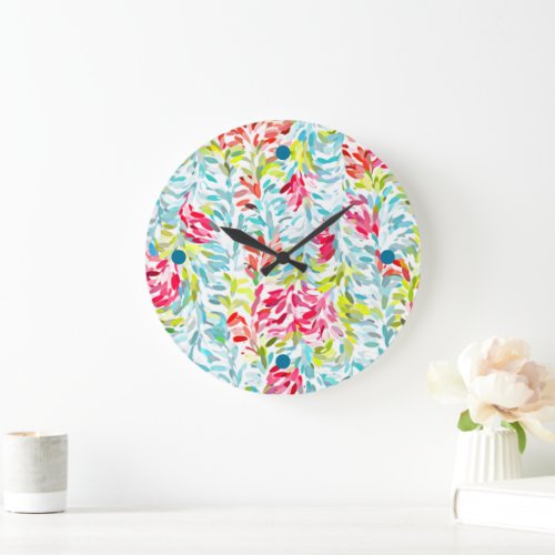 Fun Funky Summer Colors Paint Splatter Art Large Clock
