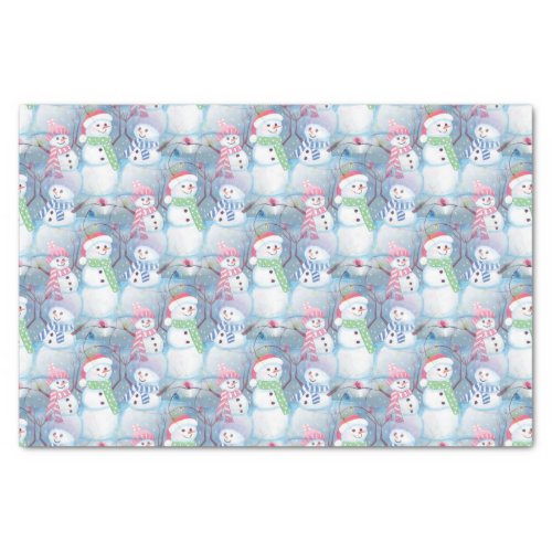 Fun Funny Christmas Holiday Snowmen Art Pattern Tissue Paper