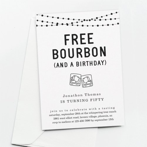 Fun Funny Free Bourbon Birthday Party Invitation