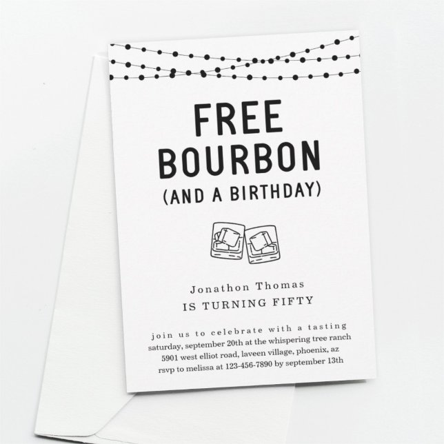 Fun Funny Free Bourbon Birthday Party Invitation (Creator Uploaded)