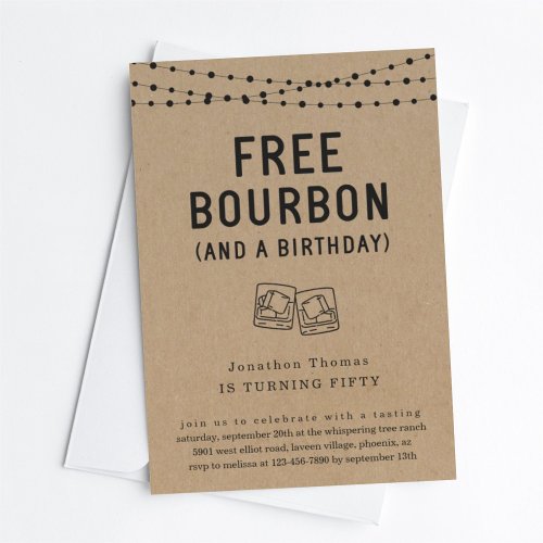 Fun Funny Free Bourbon Birthday Party Invitation