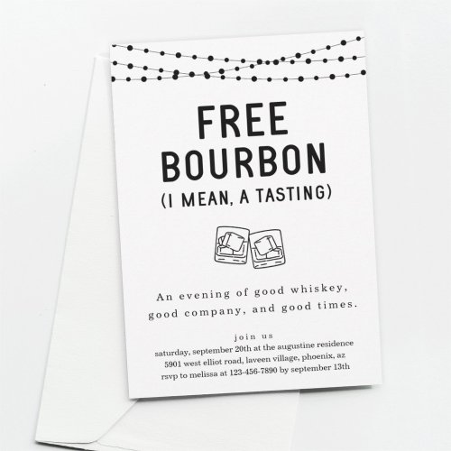 Fun Funny Free Bourbon Tasting Party Invitation