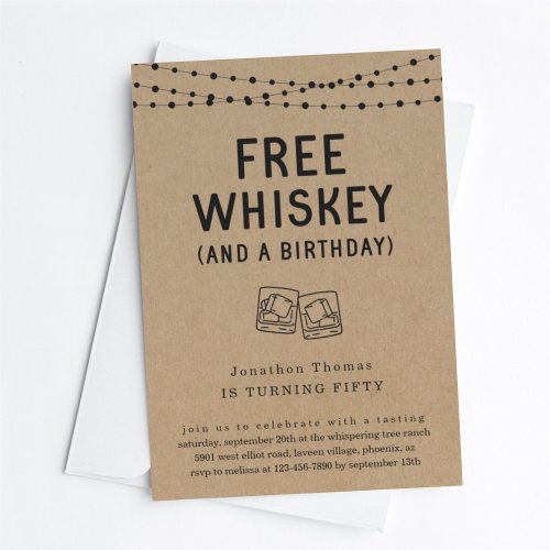 Fun Funny Free Whiskey Birthday Party Invitation