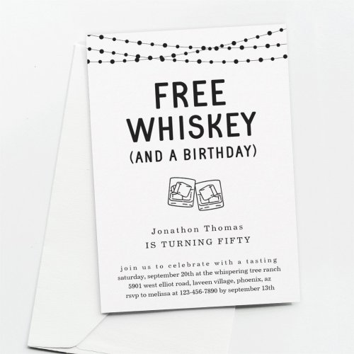 Fun Funny Free Whiskey Birthday Party Invitation